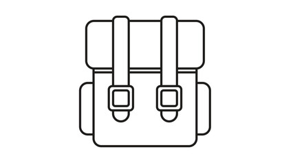 Minimalist Black Line Art Backpack Vector Icon Illustration for Travel, School, and Hiking Applications, Featuring Straps and Buckles on a White Background, Scalable Graphic Symbol. © MDRasel