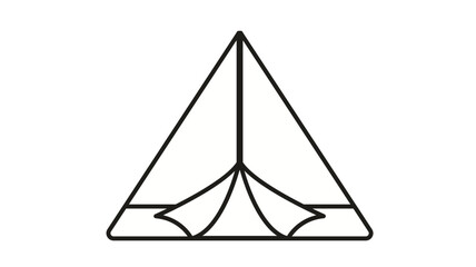 Minimalist black line art vector illustration of a camping tent or teepee shelter, ideal for outdoor adventure, hiking, travel, and nature-themed graphic design projects and mobile apps. © MDRasel