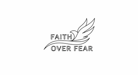 Fototapeta premium Stylized dove with flowing wings, text 