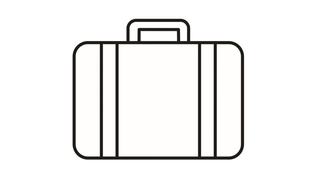 Minimalist black line vector icon of a suitcase or briefcase, symbol for travel, business, and luggage, isolated on a white background, clean and scalable graphic illustration for web and print.