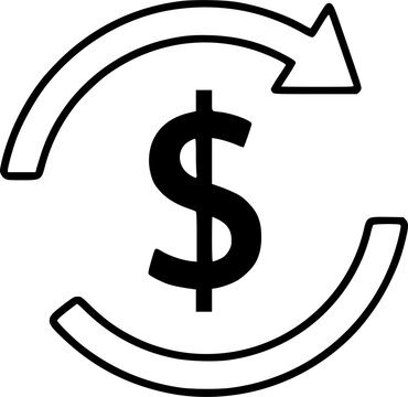 Business rotation and circular exchange process reload arrow icon featuring a simple black line art turnover pictogram &ndash; Black Vector Illustration