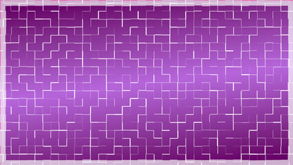 Fototapeta premium Abstract purple maze vector background with white interconnected grid lines geometric optical pattern design