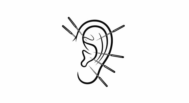 Stylized ear with acupuncture needles inserted