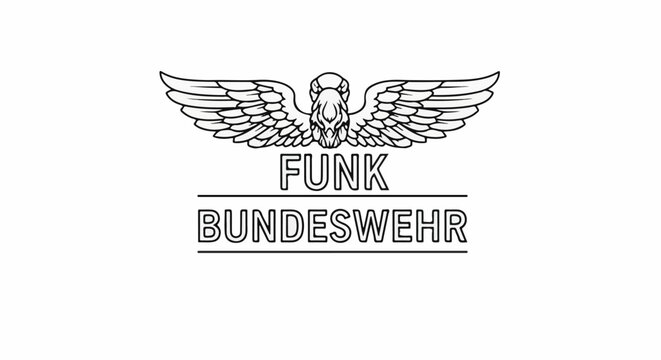 Stylized eagle with spread wings above text "FUNK BUNDESWEHR