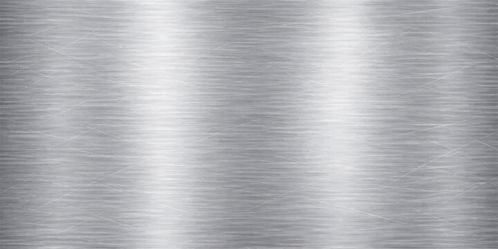A polished silver stainless steel plate with a brushed metal texture creates a shiny industrial grey aluminum surface pattern on this metallic material sheet