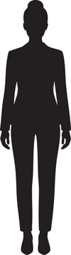 Confident Business Woman Silhouette Front View Vector Clipart Icon