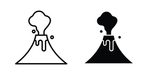 Volcano icon editable vector pack. Black flat and line symbols © basit