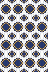 Fototapeta premium Abstract ethnic art, ikat, fabric, fabric patterns consisting of blue and yellow lines, indigenous fabric patterns, print, customs, decorative walls, carpet patterns, scarves, covers.
