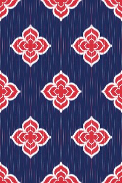 Abstract ethnic art, Ikat patterns, fabric, fabric patterns consisting of delicate white and red lines, folk fabric patterns, printed patterns, folk, wallpaper, carpet design, scarves, covers.
