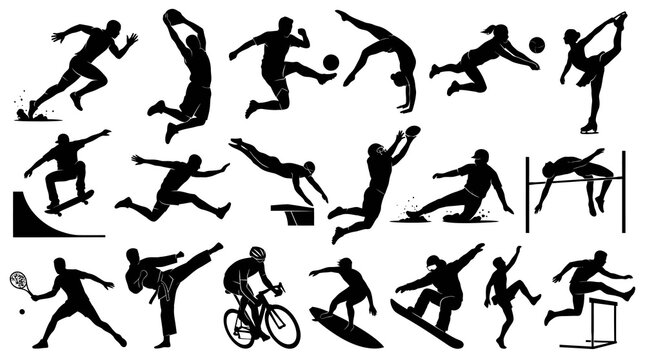 Sports Silhouettes: Action Figures Representing Diverse Athletics