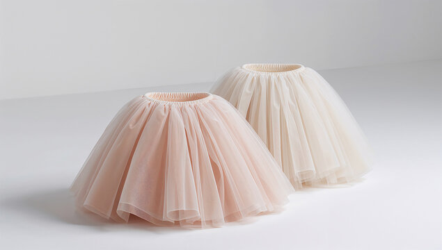 二着のチュールスカートが重なって軽やかなボリュームを見せる静物