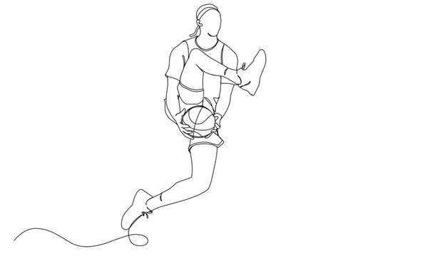 Basketball player jumping for a dunk artline