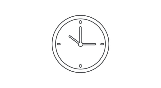 Simple outline of a circular clock face with hands indicating time