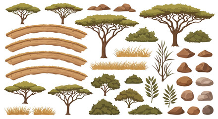 Set of African Safari Landscape Elements Vector © image stock