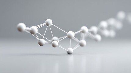 Obraz premium Abstract representation of molecular structure with white spheres and connecting lines on a blurred background showcasing scientific concepts and innovation