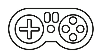 Minimalist black outline vector icon of a classic video game controller gamepad for gaming console, electronic entertainment symbol, scalable illustration for web and mobile app design. © Sumon