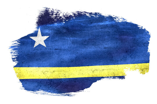 Curacao flag creating brush stroke texture
