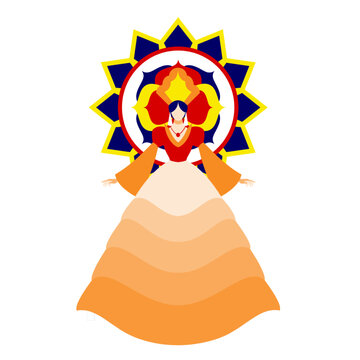 Flat minimal icon of a Sinulog Festival Queen, featuring clean lines and cultural elegance