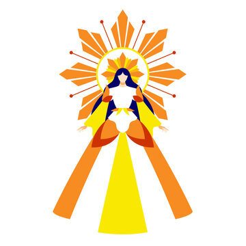 Flat minimal icon of Sinulog Festival Queen, clean lines, vibrant cultural style