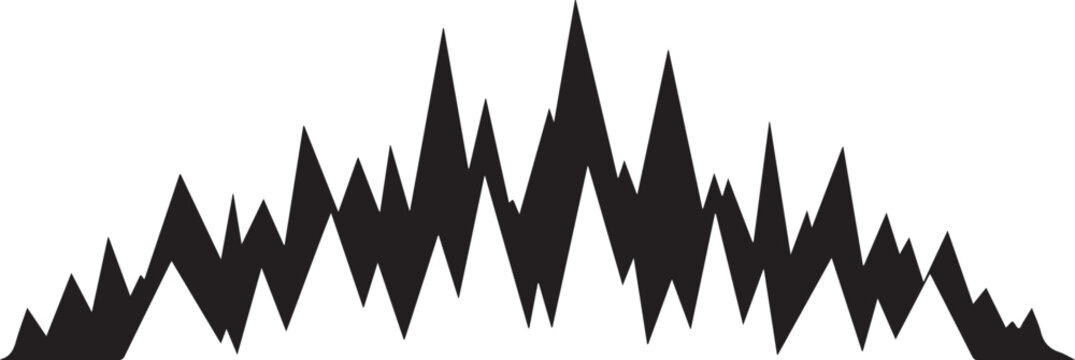 Black sound wave, audio waveform, music pattern, vector graphic
