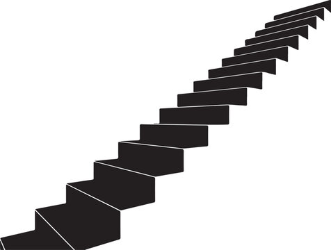 Black staircase, vector stairs, ascending steps, minimalist design