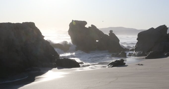 teenage girl overlooking beautiful rocky coastline, Sopies Klip, Hermanus, South Africa