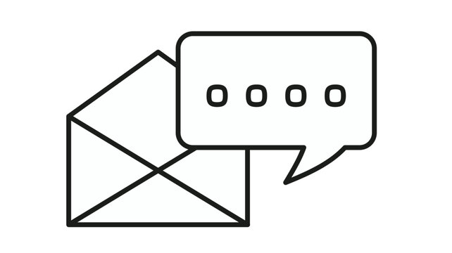 Open envelope and speech bubble vector icon illustration, representing email communication, digital messaging, contact us, customer feedback, and online correspondence symbol.