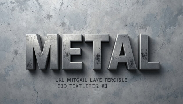 Metal 3d text effect with concrete texture background.