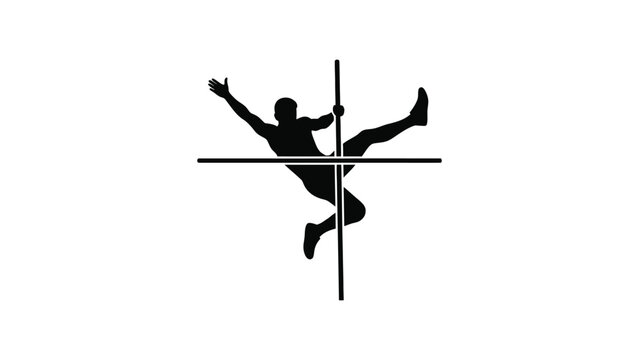 Silhouette of a person pole dancing.