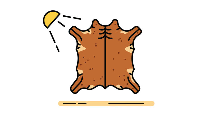 A brown animal hide drying in the sun, represented as a simple line art icon
