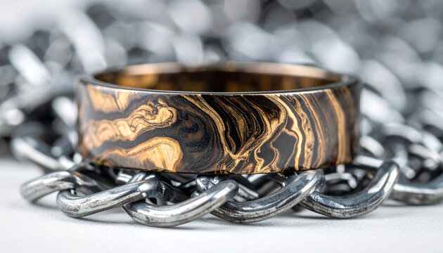 Damascus steel ring macro shot on canon r