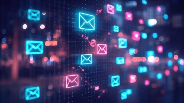 Neon email icons