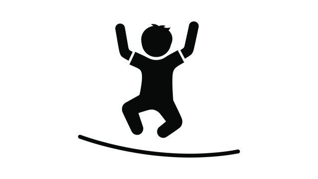 A silhouette of a child jumping.