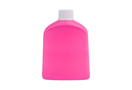 A bottle of pink nail polish remover with a white cap and dropper top isolated on transparent background