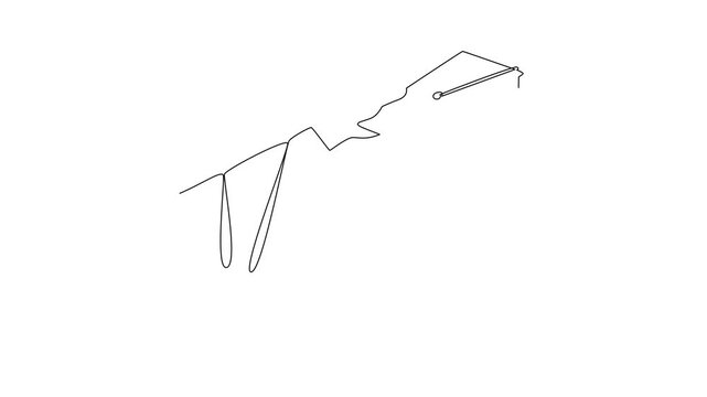 Graduate Holding Cap High Class of 2026. Class of 2026 Concept. Single line draw design Video 4k. Footage graphic illustration