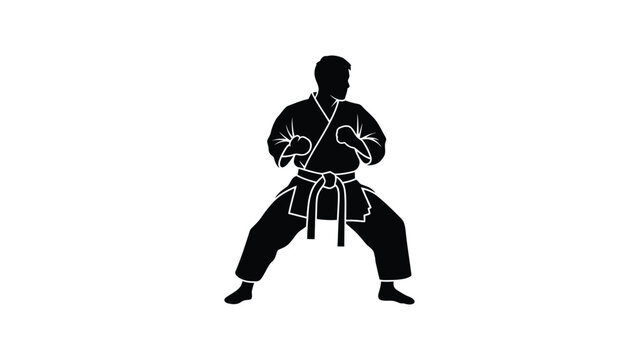 Martial arts athlete in fighting stance.