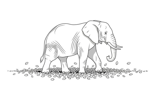 Large Gray Elephant Walking Forward Slowly.
