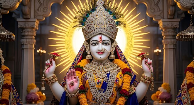 Majestic Hindu Goddess Idol Detailed Religious Iconography and Cultural Significance