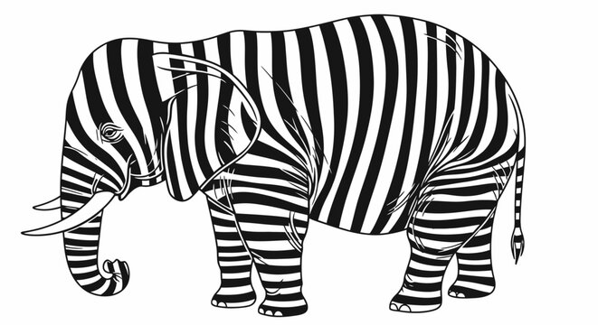 Black and white striped elephant animal.
