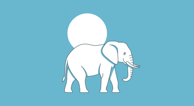 White Elephant Standing Alone Sideways.