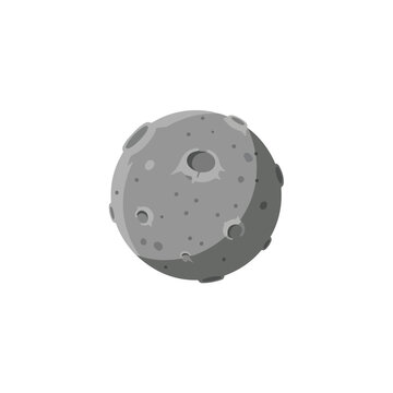 Moon Illustration with Craters on a Solid Grey Background