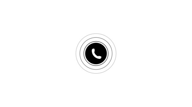 Call icon with wave. Incoming phone call icon animation with ringing signal. Mobile call symbol with circular dial and alert wave. Call notification status icon for smart device interface.