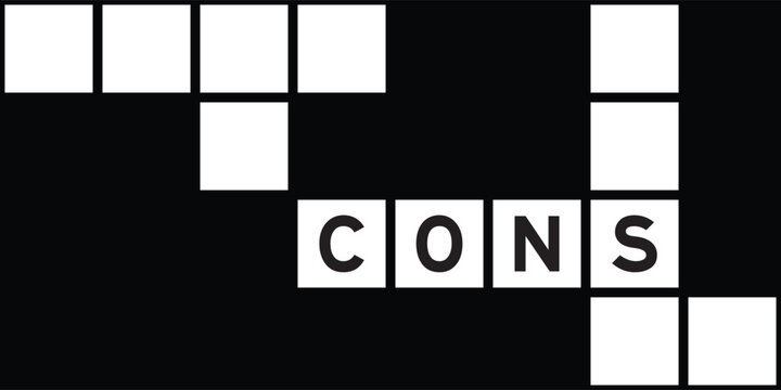 Alphabet letter in word cons on crossword puzzle background