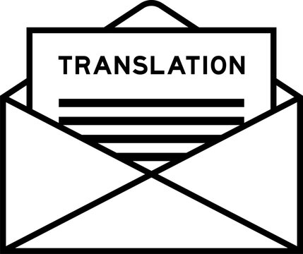 Envelope and letter sign with word translation as the headline