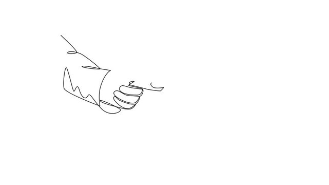 Teacher Guiding Student Passing On Knowledge. Passing on Knowledge Concept. Single line draw design Video 4k. Footage graphic illustration