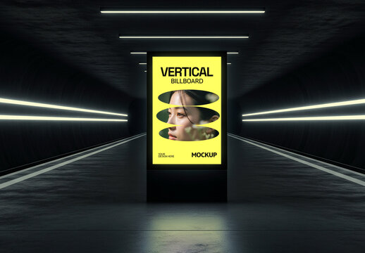 Futuristic Tunnel Vertical Billboard Mockup