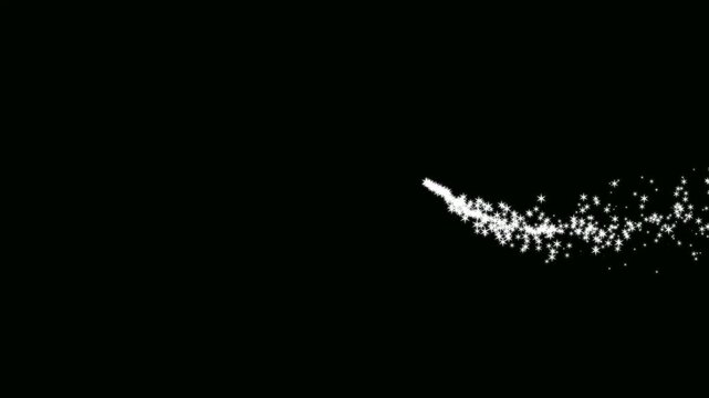 Shining glitter star sparkle animation,2d glitter stars line animation, magic glitter sparkle trail, glowing white light sparks and particles flare on black background,animation of twinkling starlight