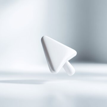 3d click pointer cursor arrow icon floating on clean white background modern UI symbol