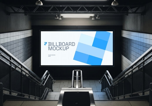 Underground Subway Billboard Mockup