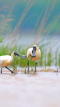 Spoonbills in Their Natural Habitat